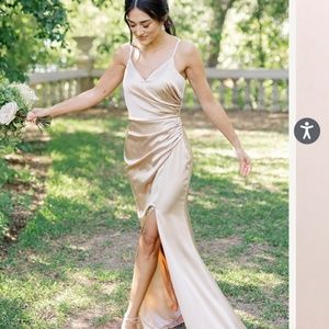Revelry satin rory dress champagne gold